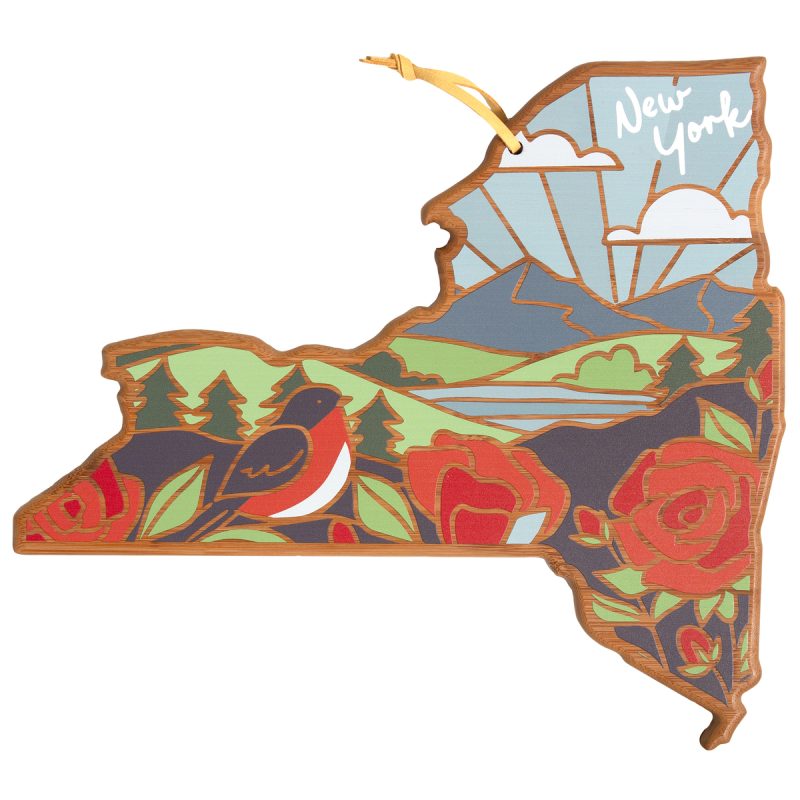 Custom New York State Shaped Serving & Cutting Board w/Artwork by Summer Stokes with your company logo