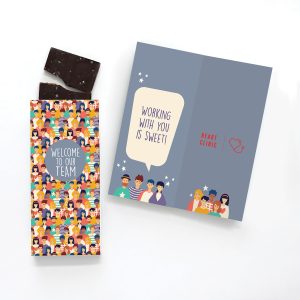 Custom One Color Foil-Stamped Stock Gratitude Sweeter Cards with Sea Salt Caramel Chocolate Bar with your company logo