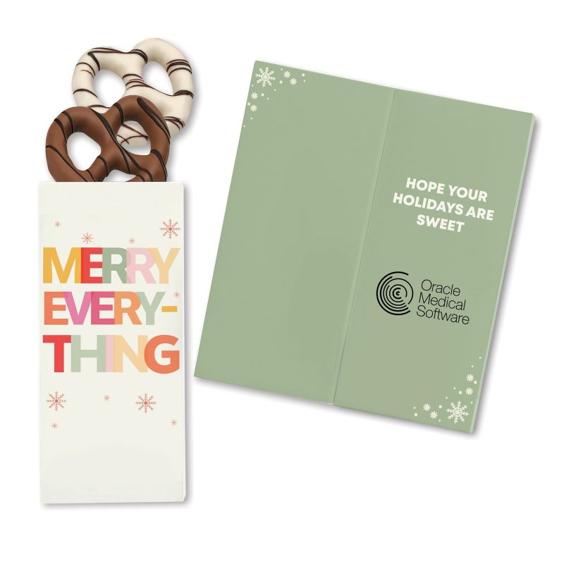 One-Color-Foil-Stamped-Stock-Holiday-Sentiment-Sweeter-Cards-with-Chocolate-Dipped-Pretzels-SC115MERRY Custom One Color Foil-Stamped Stock Holiday Sentiment Sweeter Cards with Chocolate Dipped Pretzels with your company logo