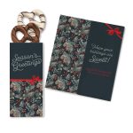 Custom One Color Foil-Stamped Stock Pine Boughs & Berries Sweeter Cards with Chocolate Dipped Pretzels with your company logo