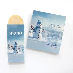 Custom One Color Foil-Stamped Stock Snowman Sweeter Cards with Sugar Cookies with your company logo
