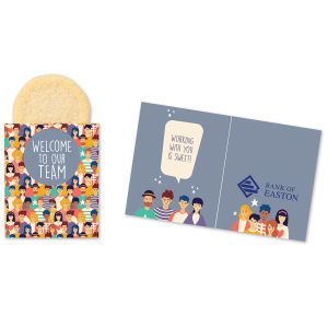 Custom One Color Foil-Stamped Stock Welcoming Mini Sweeter Card with Single Sugar Cookie with your company logo