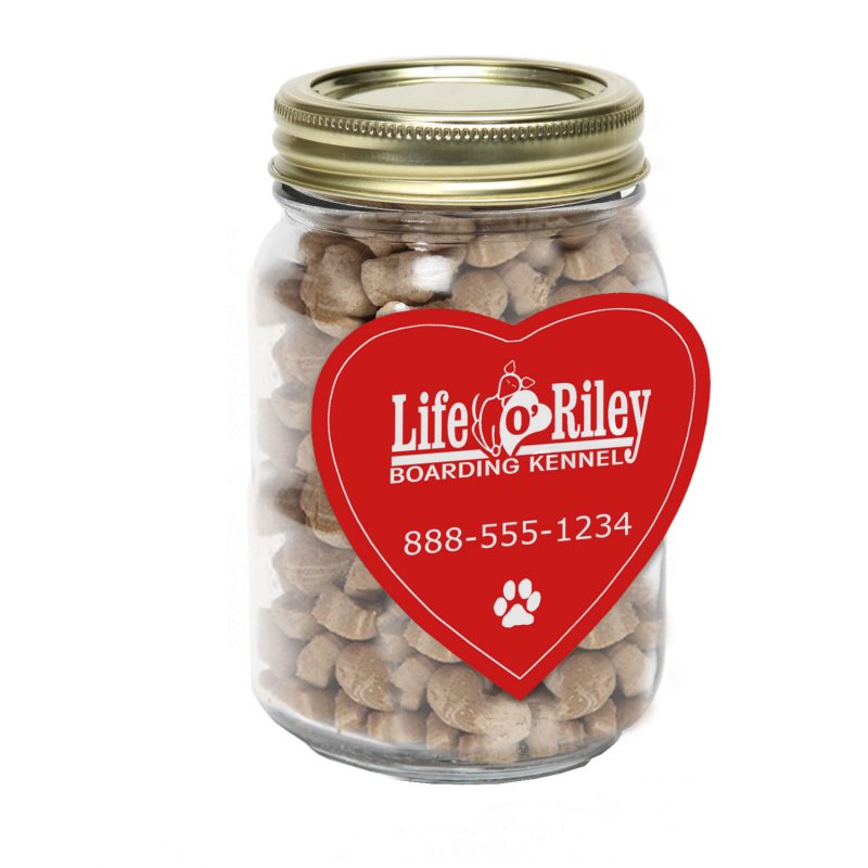 Custom Pint Jar with Large Heart Magnet Pet Fill with your company logo