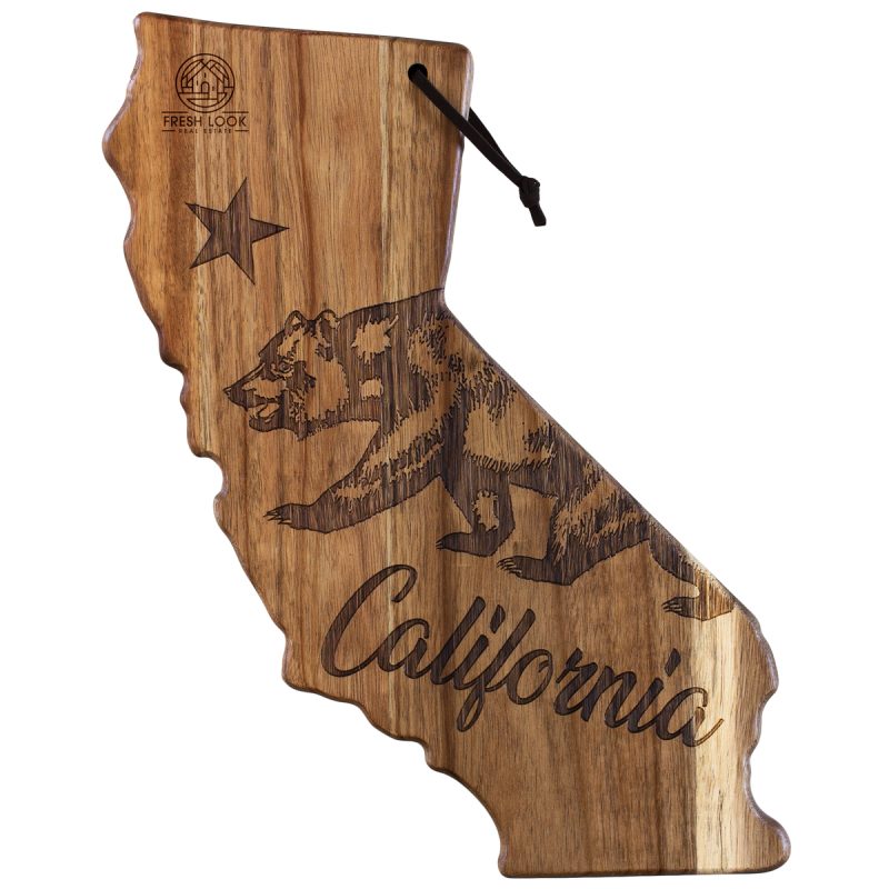 Custom Rock & Branch® Origins Series California State Shaped Cutting & Serving Board with your company logo