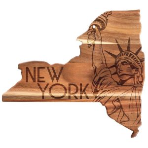 Custom Rock & Branch® Origins Series New York State Shaped Wood Serving & Cutting Board with your company logo