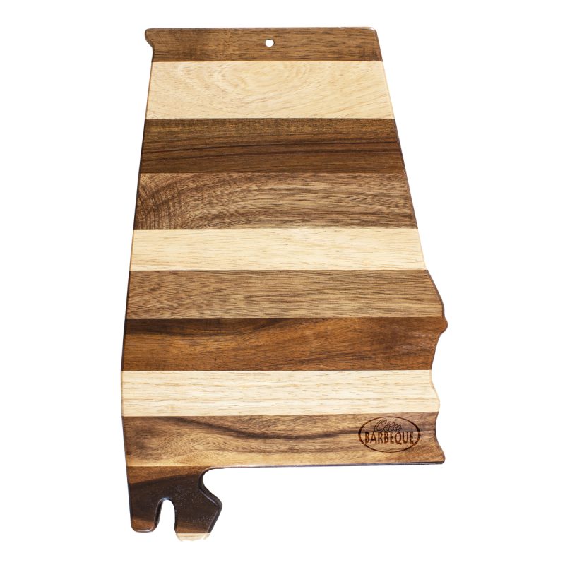 Custom Rock & Branch® Shiplap Series Alabama State Shaped Wood Serving & Cutting Board with your company logo