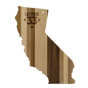 Custom Rock & Branch® Shiplap Series California State Shaped Wood Serving & Cutting Board with your company logo