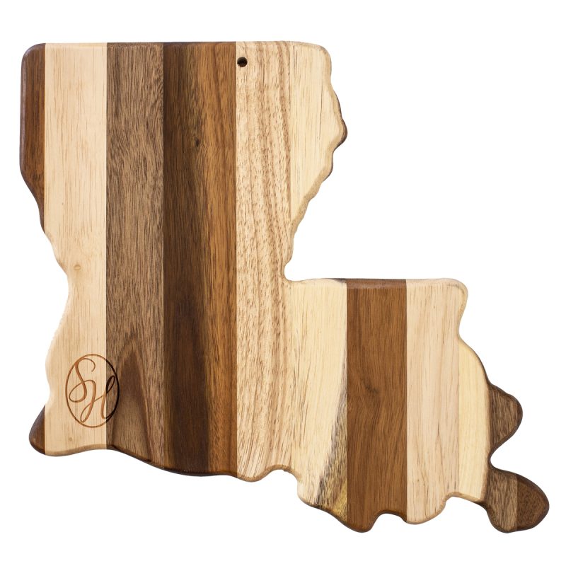 Custom Rock & Branch® Shiplap Series Louisiana State Shaped Wood Serving & Cutting Board with your company logo