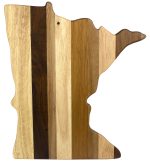 Custom Rock & Branch® Shiplap Series Minnesota State Shaped Wood Serving & Cutting Board with your company logo