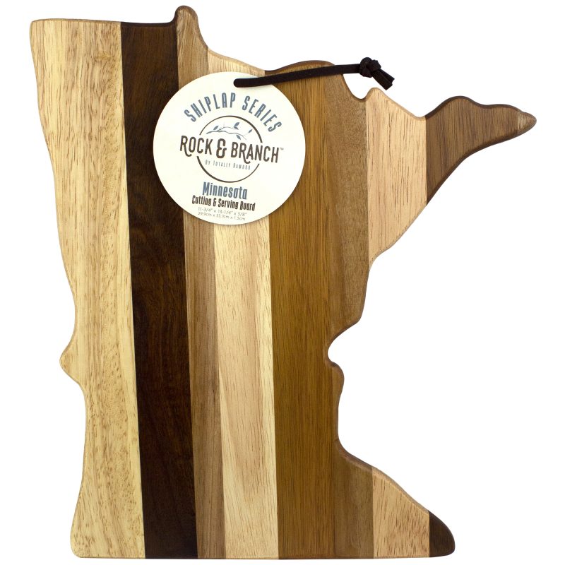 Custom Rock & Branch® Shiplap Series Minnesota State Shaped Wood Serving & Cutting Board with your company logo - 2
