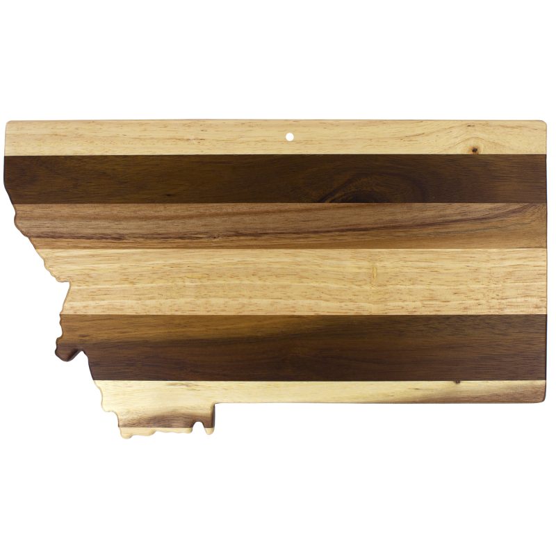 Custom Rock & Branch® Shiplap Series Montana State Shaped Wooden Cutting & Serving Board with your company logo