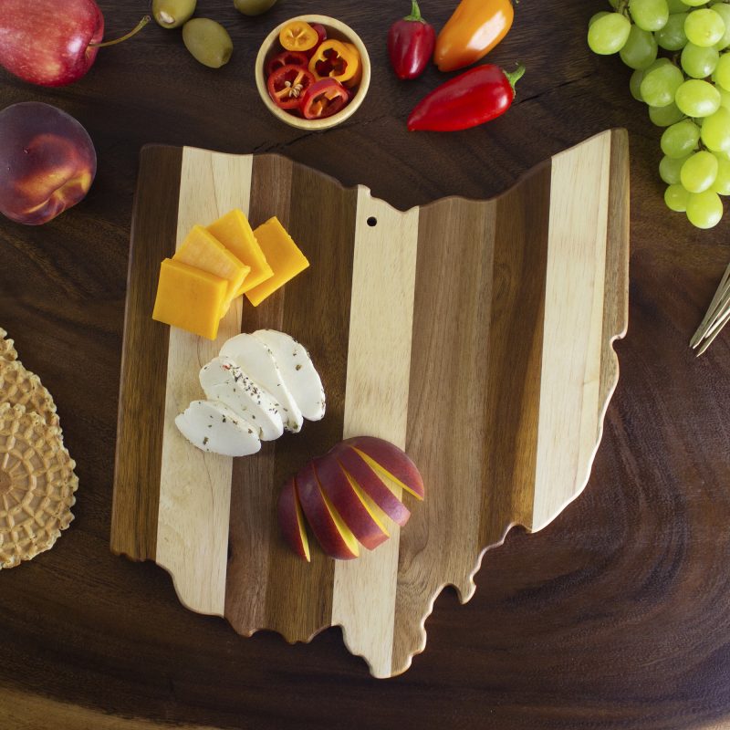 Custom Rock & Branch® Shiplap Series Ohio State Shaped Wood Serving & Cutting Board with your company logo - 1