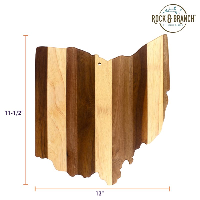 Custom Rock & Branch® Shiplap Series Ohio State Shaped Wood Serving & Cutting Board with your company logo - 5
