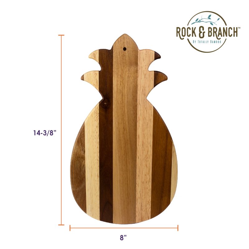 Custom Rock & Branch® Shiplap Series Pineapple Shaped Wood Serving & Cutting Board with your company logo - 6