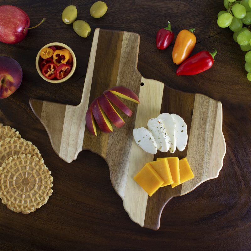 Custom Rock & Branch® Shiplap Series Texas State Shaped Wood Serving & Cutting Board with your company logo - 1