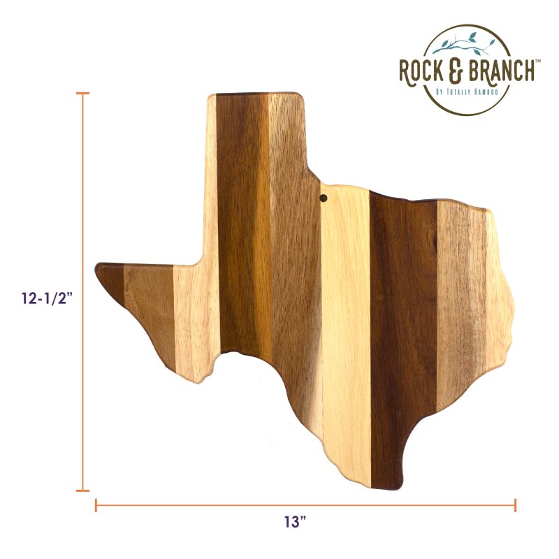 Custom Rock & Branch® Shiplap Series Texas State Shaped Wood Serving & Cutting Board with your company logo - 5