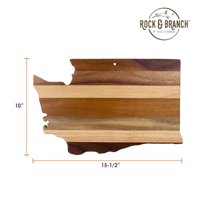 Custom Rock & Branch® Shiplap Series Washington State Shaped Wood Serving & Cutting Board with your company logo - 5