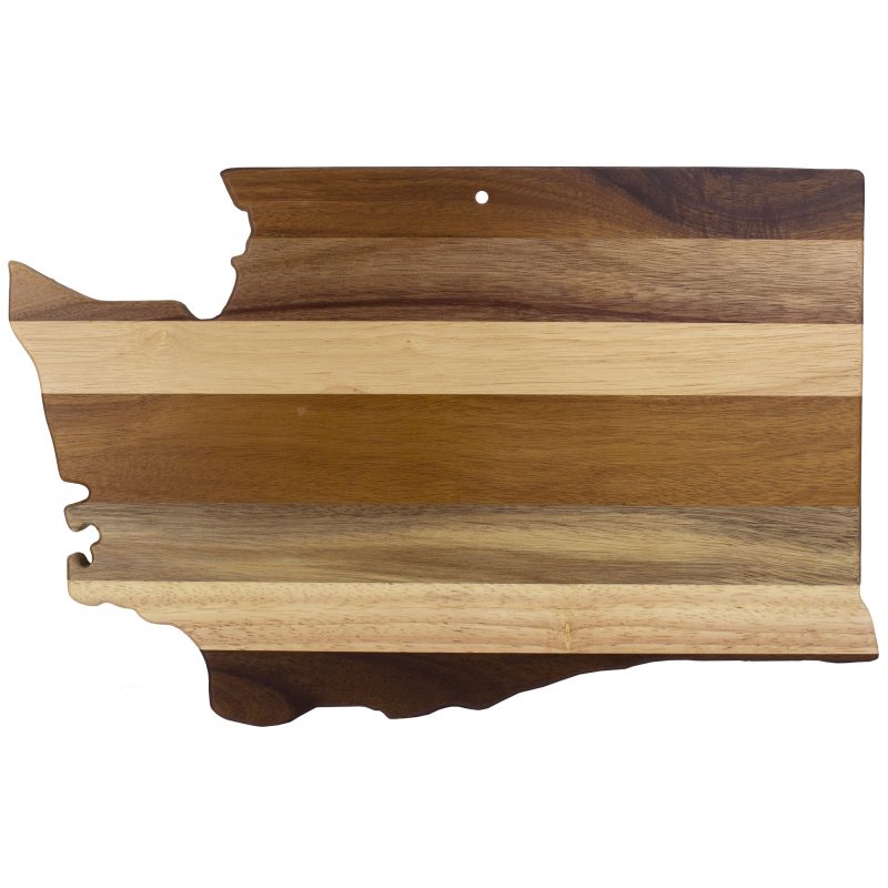 Custom Rock & Branch® Shiplap Series Washington State Shaped Wood Serving & Cutting Board with your company logo