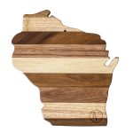 Custom Rock & Branch® Shiplap Series Wisconsin State Shaped Wood Serving & Cutting Board with your company logo