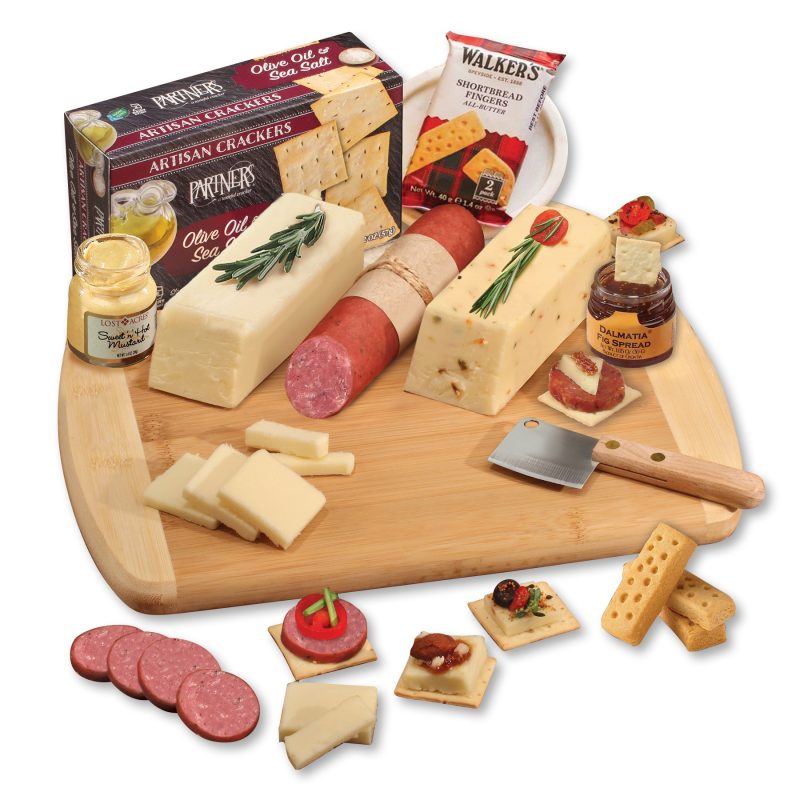 Custom Shelf-Stable Wisconsin Variety Package w/Cutting Board with your company logo - 1