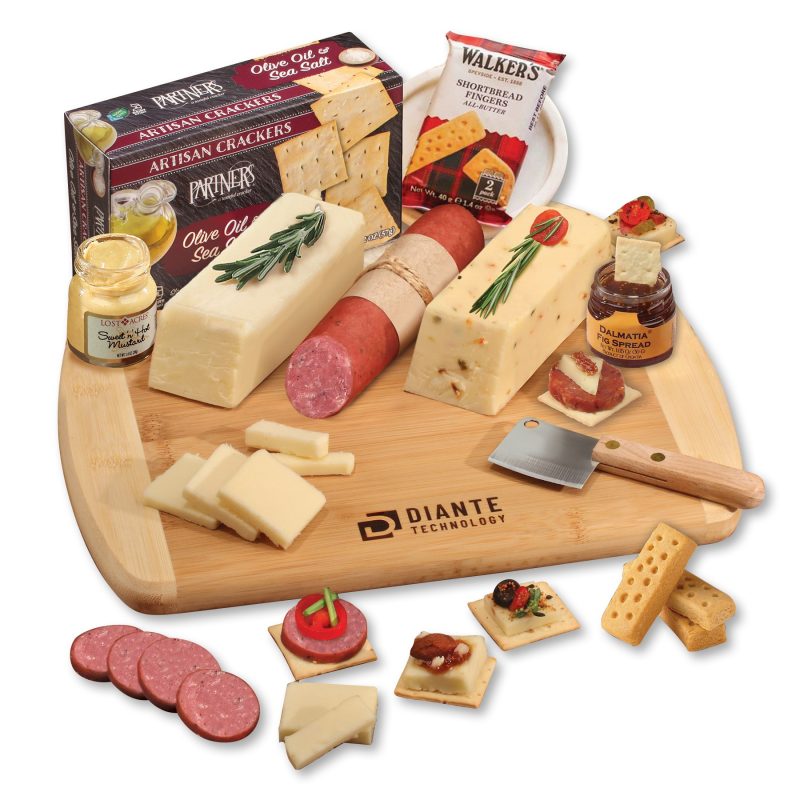Shelf-Stable-Wisconsin-Variety-Package-wCutting-Board-L6535 Custom Shelf-Stable Wisconsin Variety Package w/Cutting Board with your company logo