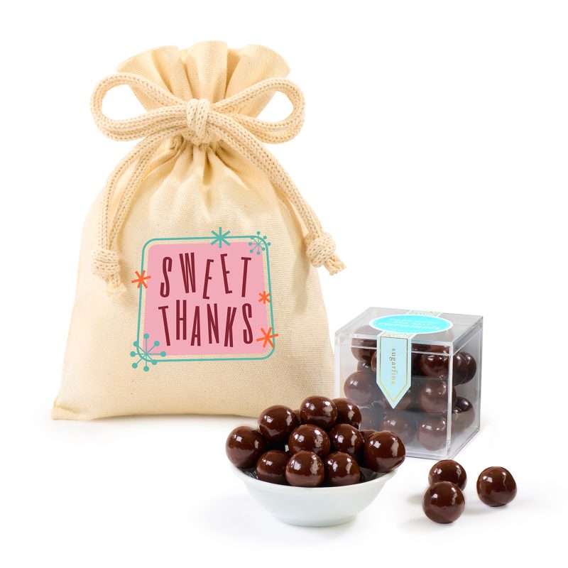 Custom Sugarfina Sea Salt Caramels Candy Cube® Gift Bag - Natural with your company logo