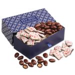 Custom Hidden Treasures with Dark Chocolate Almonds and Peppermint Bark with your company logo