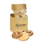 Custom Homestyle Cookies in Gold Premium Delights Gift Box with your company logo