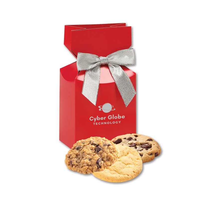 Custom Homestyle Cookies in Red Premium Delights Gift Box with your company logo