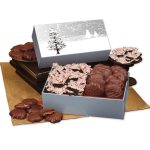 Custom Peppermint Bark & Pecan Clusters in Gift Box with Cardinals in Tree Sleeve with your company logo - 1