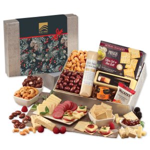 Custom Shelf Stable Snacking Smorgasbord with Pine Boughs & Berries Sleeve with your company logo