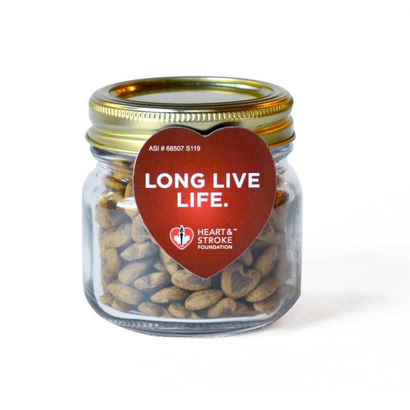 Custom Half Pint Jar w/ Heart Magnet Pet Fill with your company logo