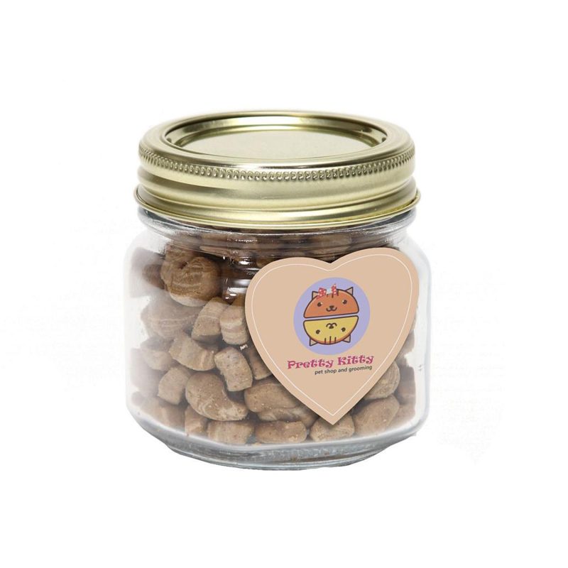 Custom Half Pint Jar with Small Heart Magnet Pet Fill with your company logo