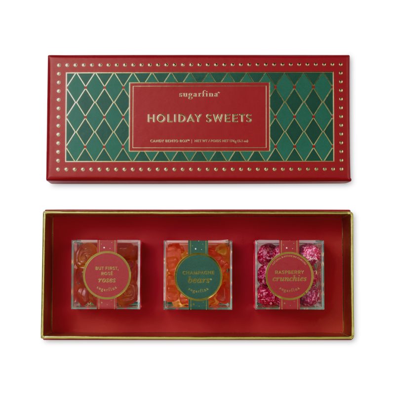 Custom Sugarfina Holiday 3PC Candy Bento Box - Red with your company logo - 1