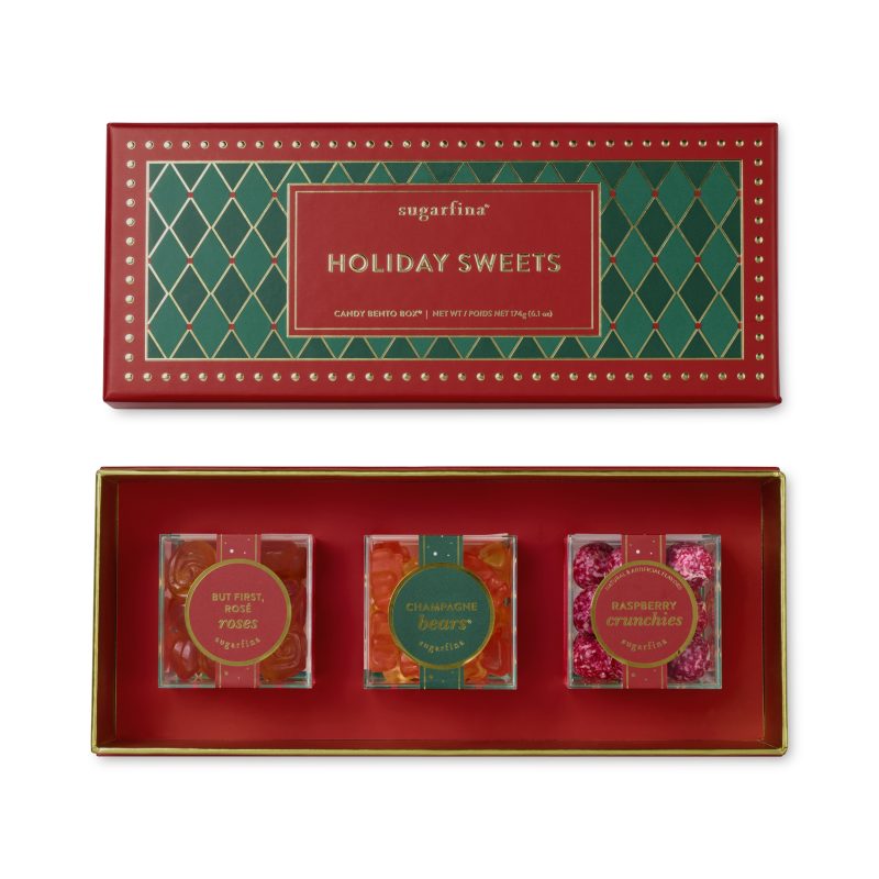 Custom Sugarfina Holiday 3PC Candy Bento Box - Red with your company logo