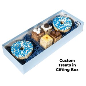 Custom 4 Assorted Handmade Marshmallow Crispy Rice Treats Plus 2 Individually Wrapped Crispy Rice Donuts with your company logo