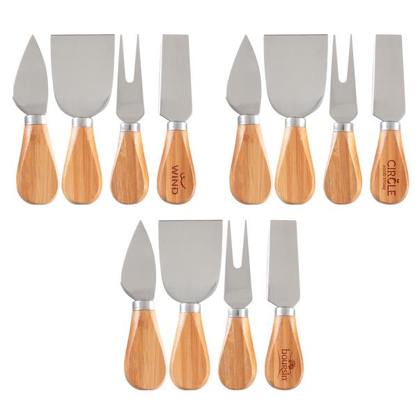 4-Piece-Bamboo-Cheese-Tool-Set-TTB2412 Custom 4- Piece Bamboo Cheese Tool Set with your company logo