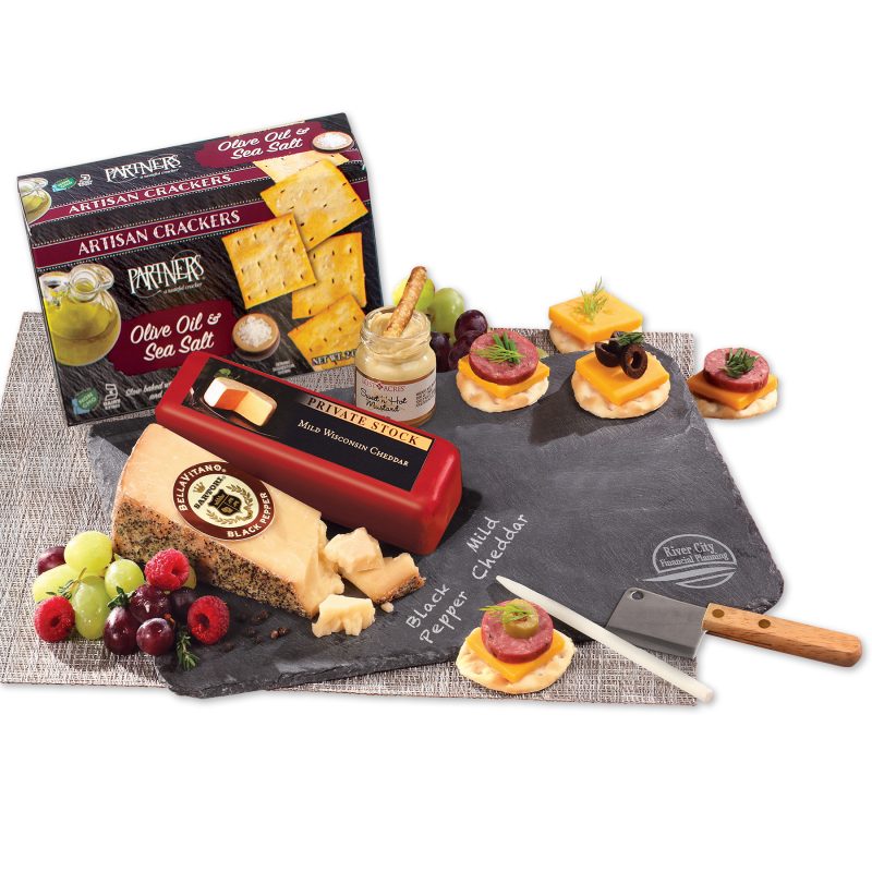 Genuine-Slate-Serving-Plate-with-Wisconsin-Cheese-L1081 Custom Genuine Slate Serving Plate with Wisconsin Cheese with your company logo