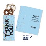 Custom One Color Foil-Stamped Stock Gratitude Sweeter Cards with Chocolate Dipped Pretzels with your company logo