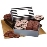 Custom Peppermint Bark & Pecan Clusters in Gift Box with Stripes Sleeve with your company logo - 1