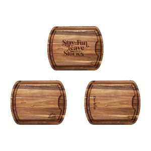 Custom Rock and Branch Acacia Carver Board with your company logo
