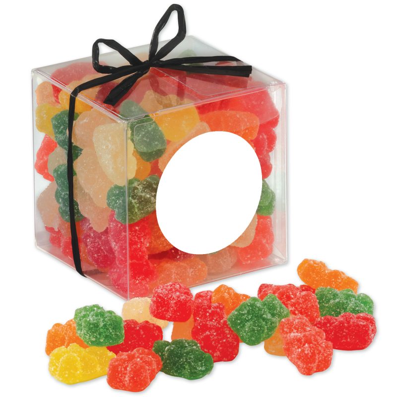 Custom Stylish Acetate Cube with Albanese® Sour Gummi Bears with your company logo - 1