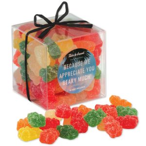 Custom Stylish Acetate Cube with Albanese® Sour Gummi Bears with your company logo
