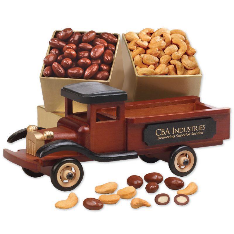 Custom Vintage Pick-up Truck with Fancy Cashews & Chocolate Almonds with your company logo