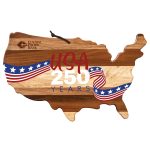 Custom Limited Edition Rock & Branch® Shiplap Series USA 250 Years Shaped Wood Serving & Cutting Board UV with your company logo