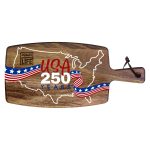 Custom Limited Edition USA 250 Years Rock & Branch® Acacia Paddle Cutting Board UV with your company logo