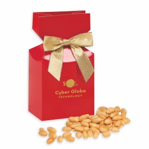 Custom Virginia Peanuts in Red Premium Delights Gift Box with your company logo