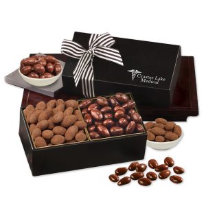 Custom Chocolate Splendor with Milk Chocolate and Cocoa Dusted Almonds with your company logo