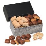 Custom Churro Toffee & Peanut Butter Meltaways in Black & Silver Gift Box with your company logo - 1