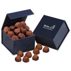 Custom Magnetic Keepsake Box with Cocoa Dusted Truffles with your company logo